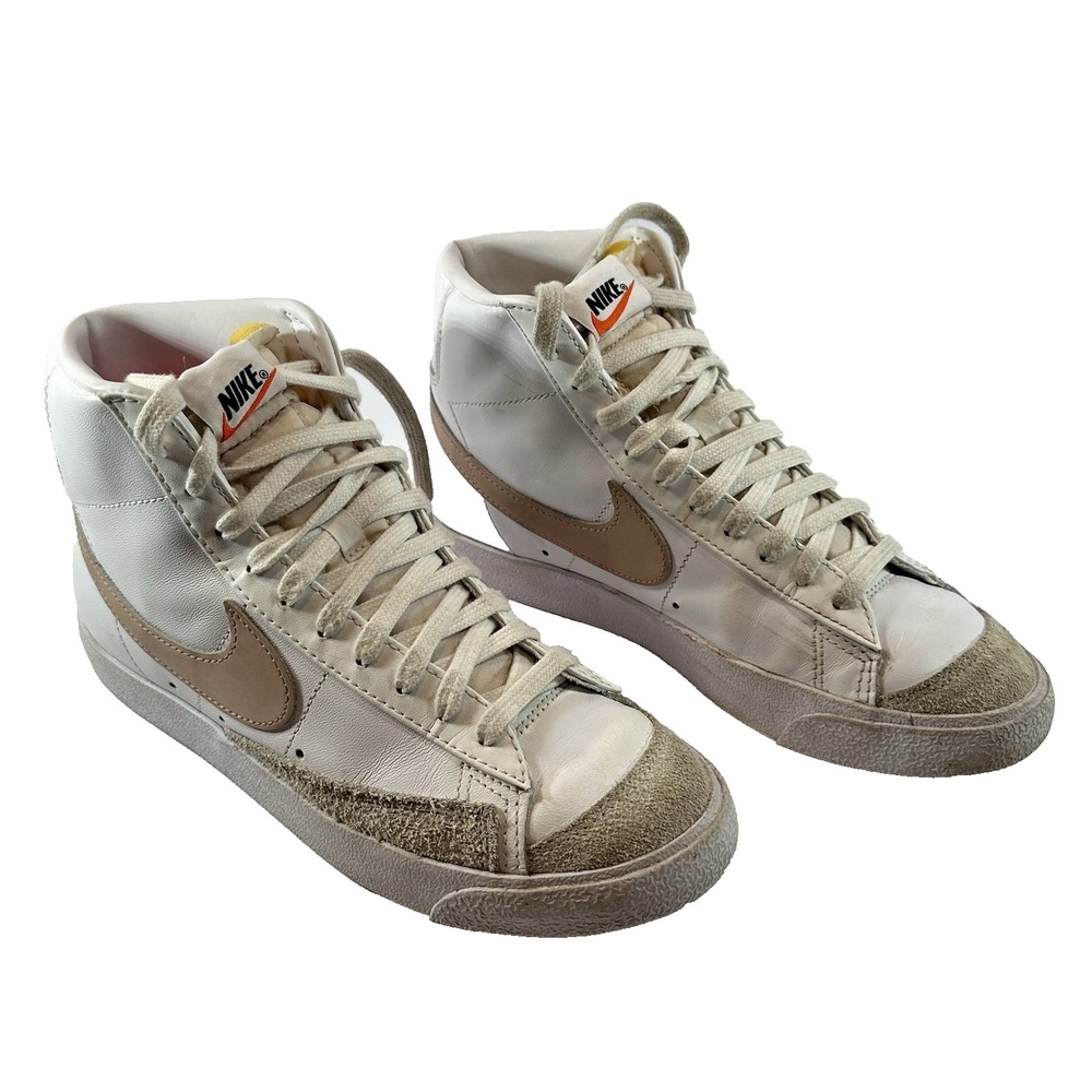 Nike‎ Blazer Mid 77 Vintage Mens 9 White Tan High Top Sneakers CZ1055-118